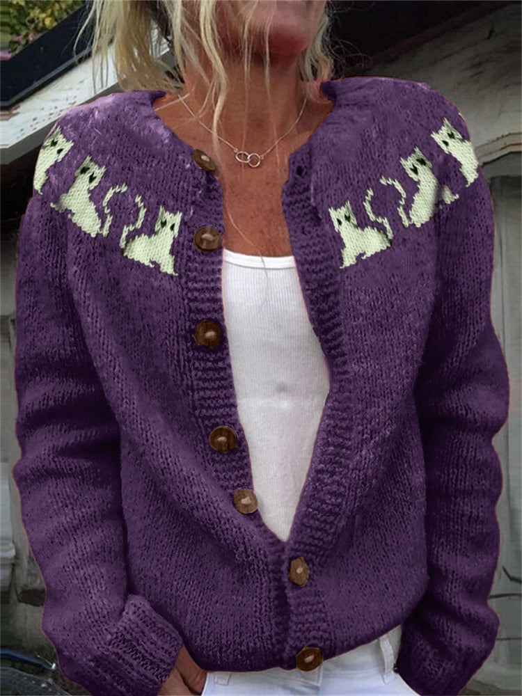 Lovely Cats Yoke Knit Cozy Cardigan elevenforest