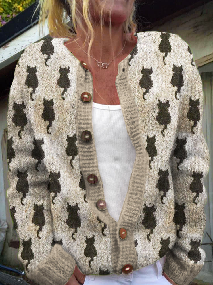 Black Cats Women's Soft Sweater Cardigan elevenforest