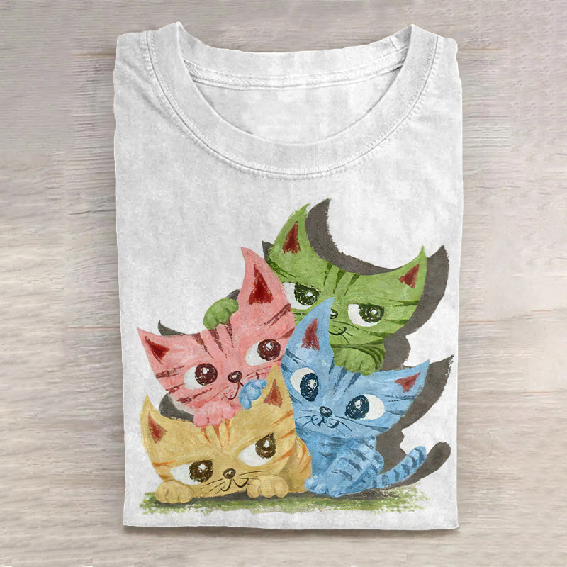 Women's Cute Kitten World Art Casual T-Shirt elevenforest