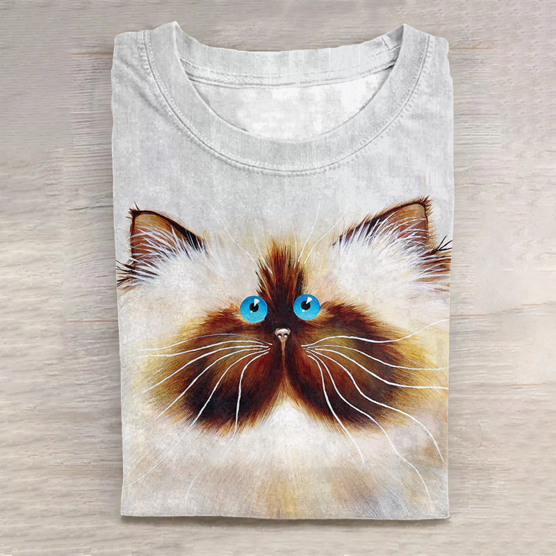 Cute Cat Print Women's T-Shirt elevenforest