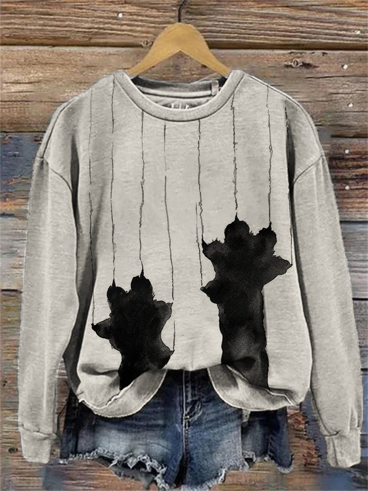 Black Cat Paws Ink Art Comfy Sweatshirt elevenforest