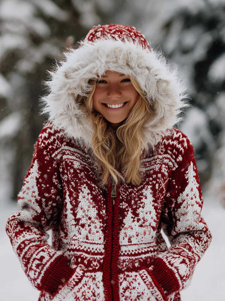 Christmas Women's Winter Warmth Knit Sweater Jacket artswardrobe