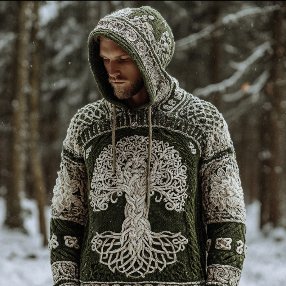 Men's Retro Viking Style Winter Warm Knitted Sweater artswardrobe