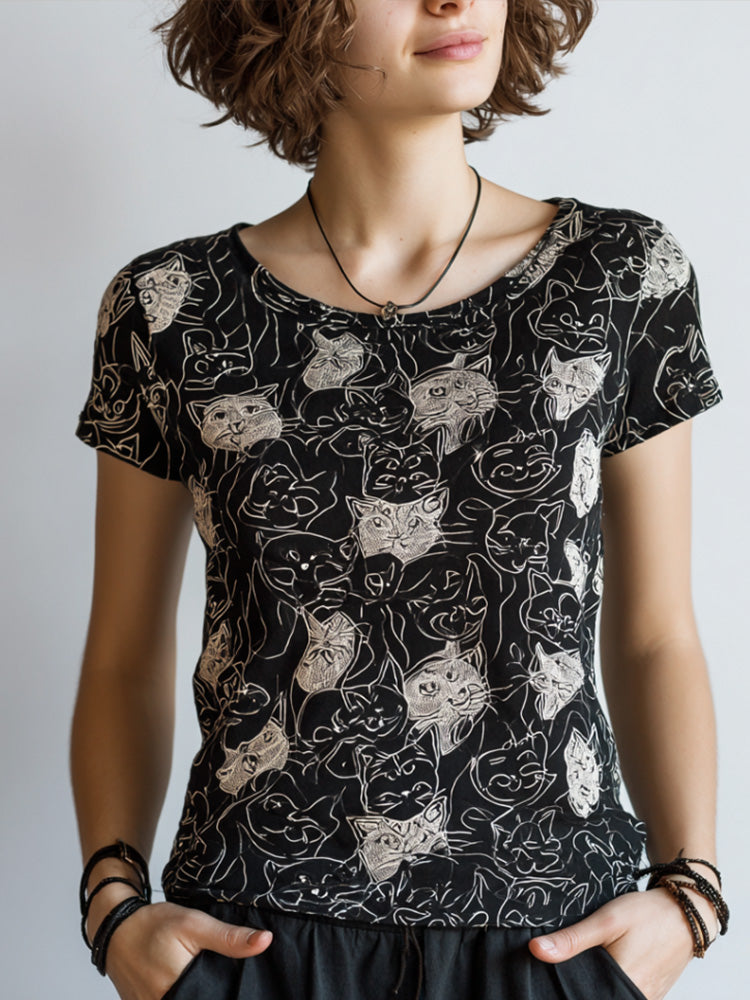 Cat Short-sleeved Shirt elevenforest