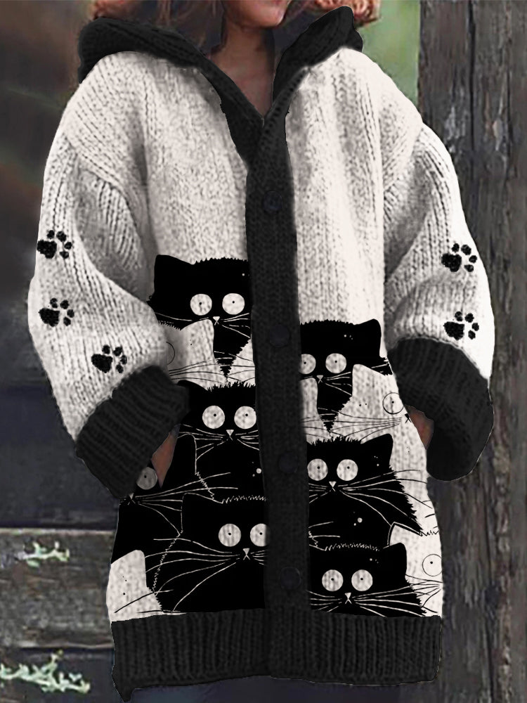 Cute Cats Ladies Hooded Sweater Cardigan elevenforest