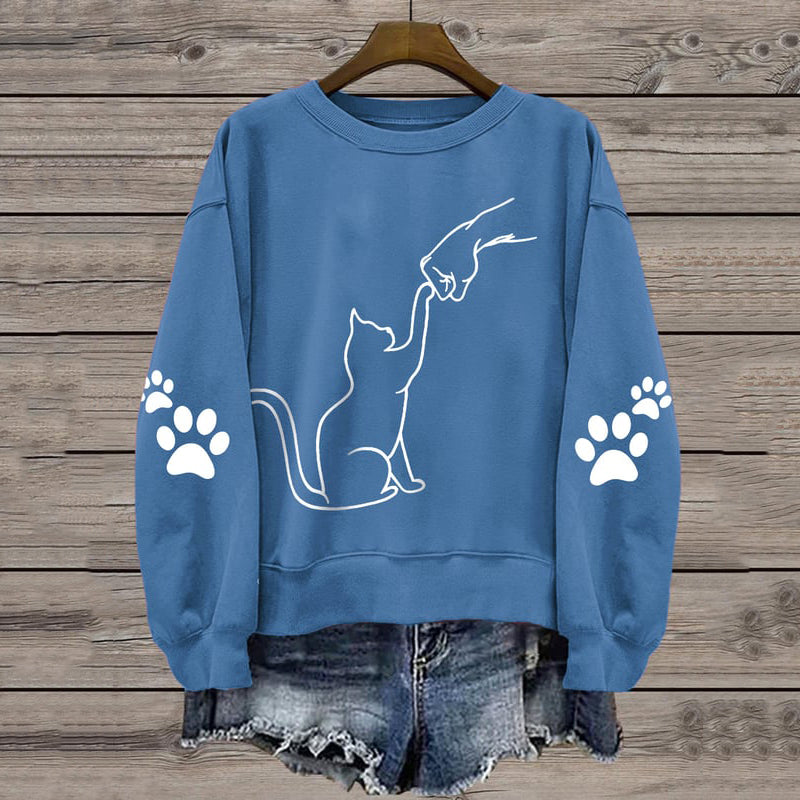 Women's Cute Cat Print Sweatshirt elevenforest