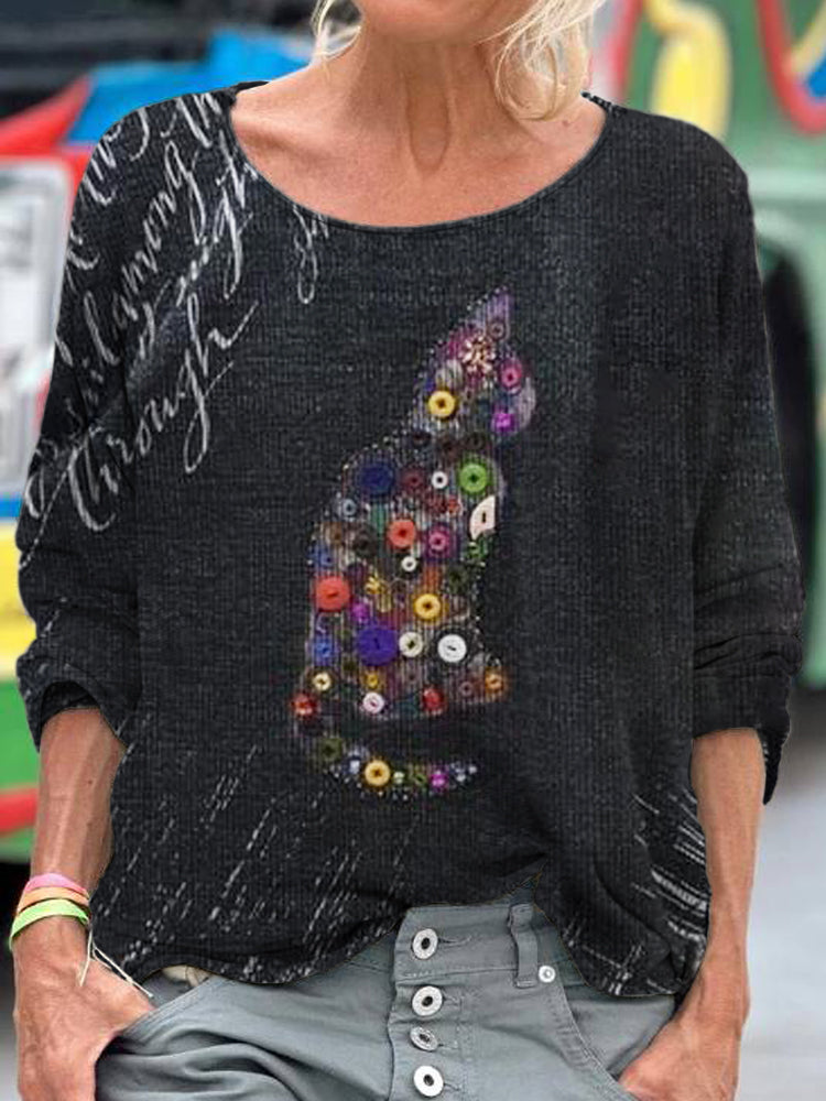 Vintage Buttoned Cat Women's Shirt elevenforest