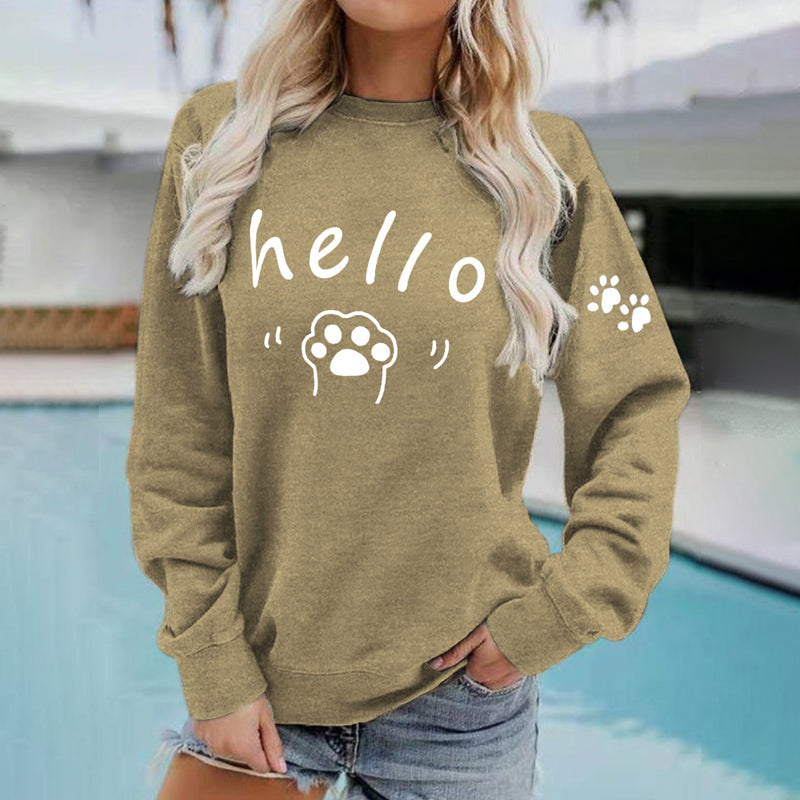 Hello Cat Fashion Printed Women's Casual Sweatshirt elevenforest