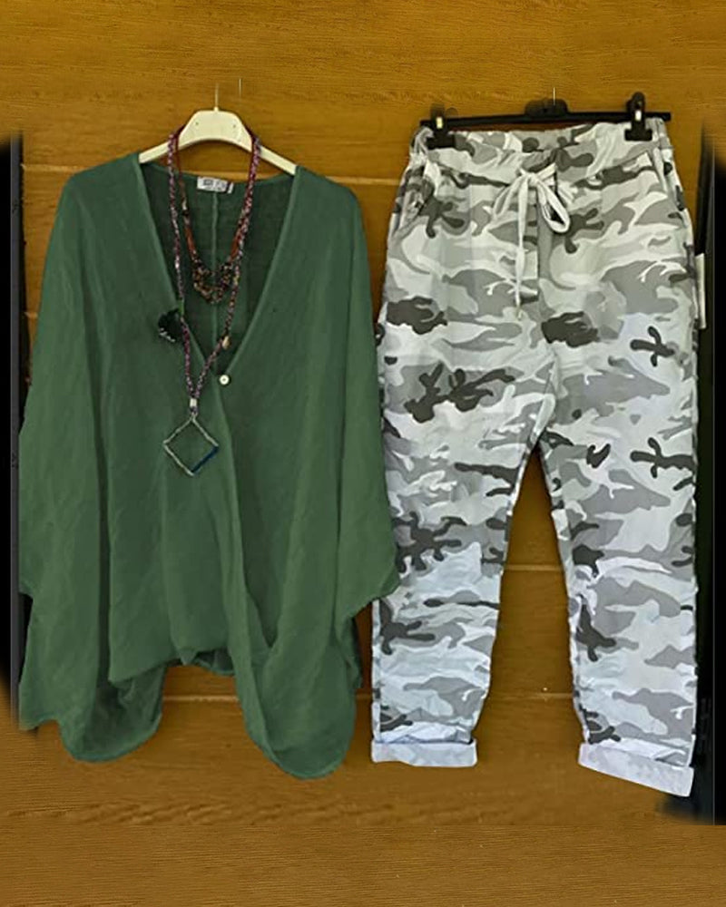 LD | Set van broek en blouse met camouflagepatroon