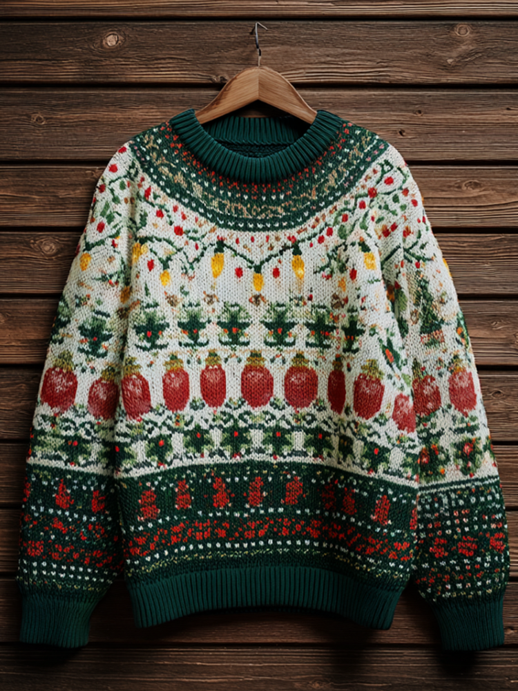 Christmas Theme Retro Lady's Knitted Sweater artswardrobe