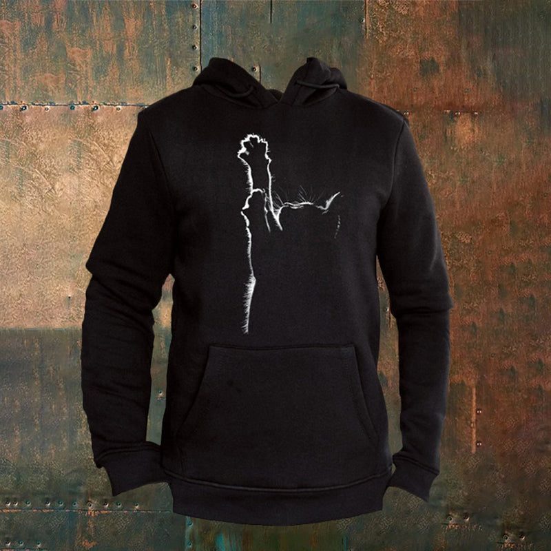 Men'S Cat Print Casual Hoodie elevenforest