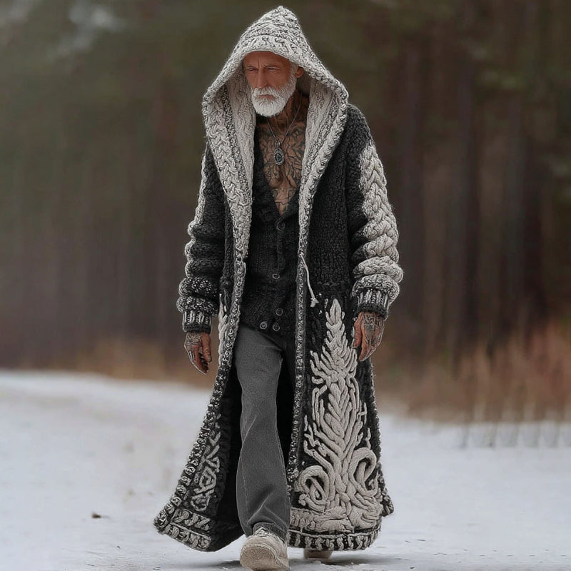 Men's Vintage Viking Tribal Celtic Art Cozy Long Cardigan Sweater artswardrobe