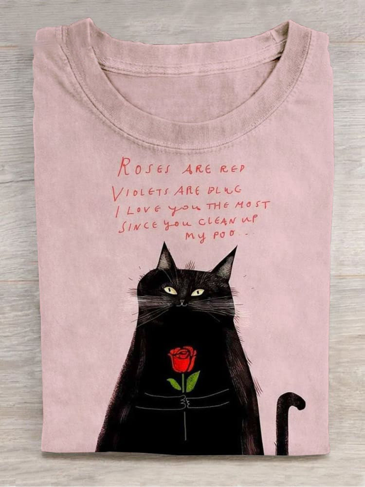 Unisex Cute Black Kitten Abstract Print Design T-Shirt elevenforest