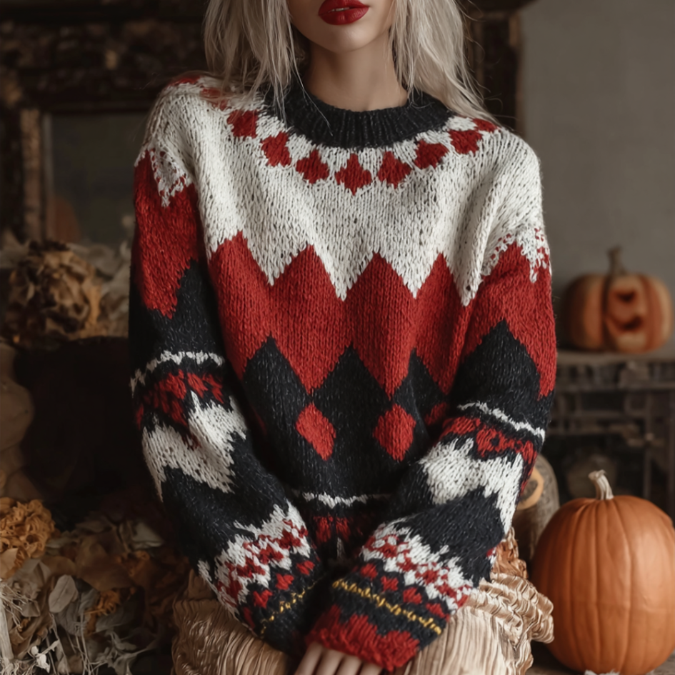 Gothic Style Lady Clown Style Retro Knitted Sweater artswardrobe
