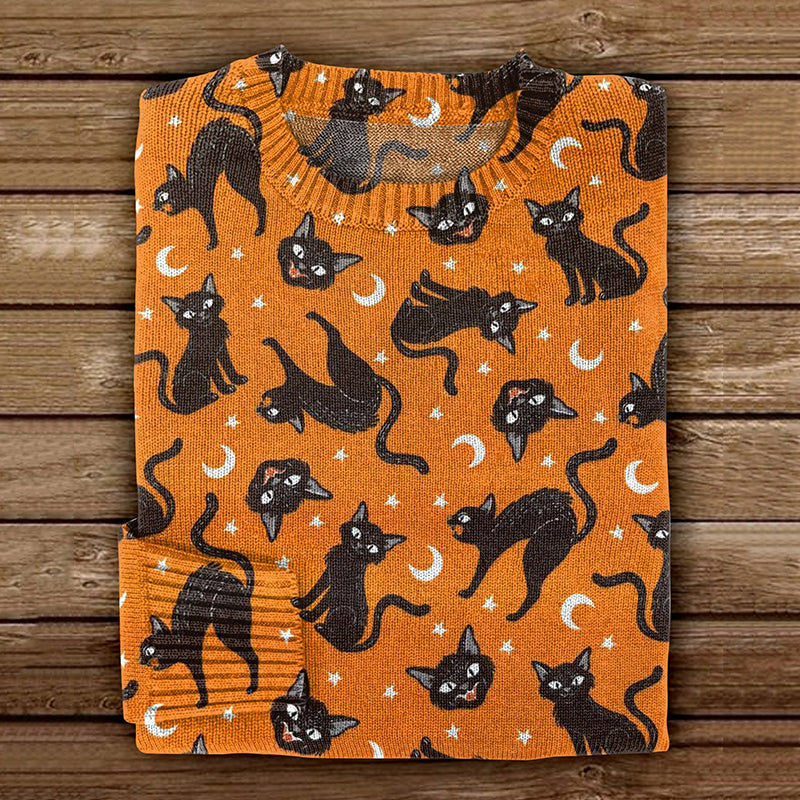 Vintage Black Cats Cozy Sweater elevenforest