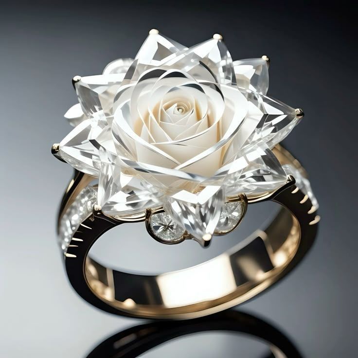 Exotic White Rose Gold Ring