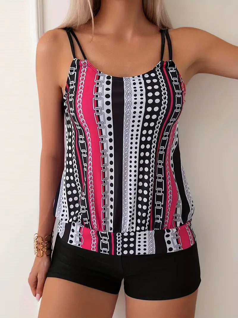 LD | Gestreepte tankini met print