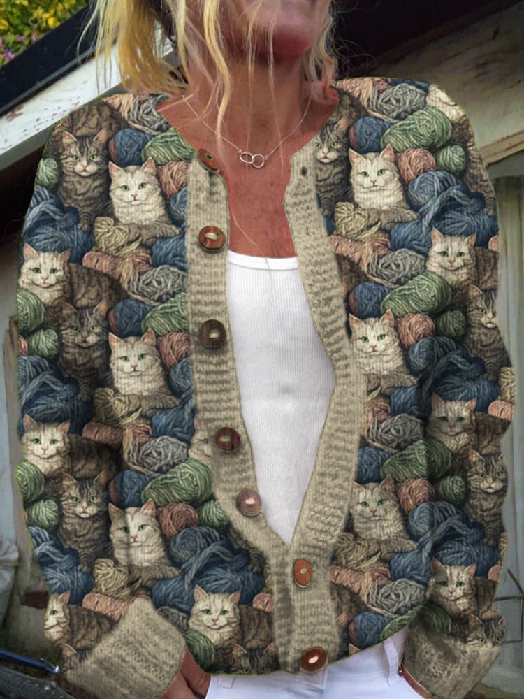 Wooly Cats Women's Soft Sweater Cardigan elevenforest