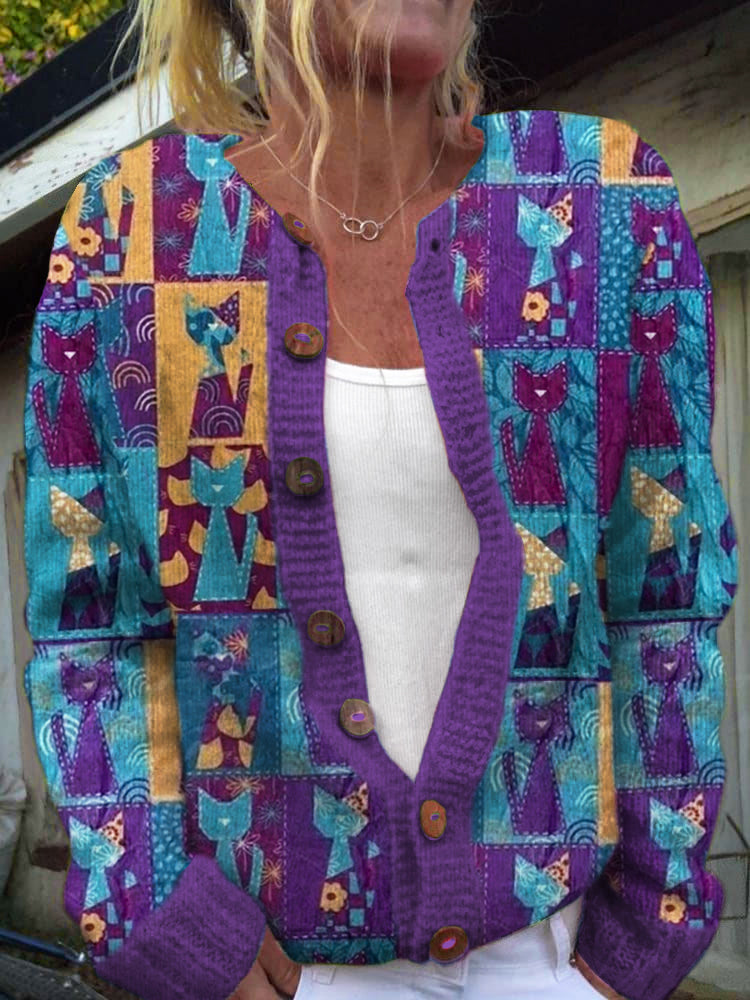 Box Quilty Cats Soft Sweater Cardigan elevenforest