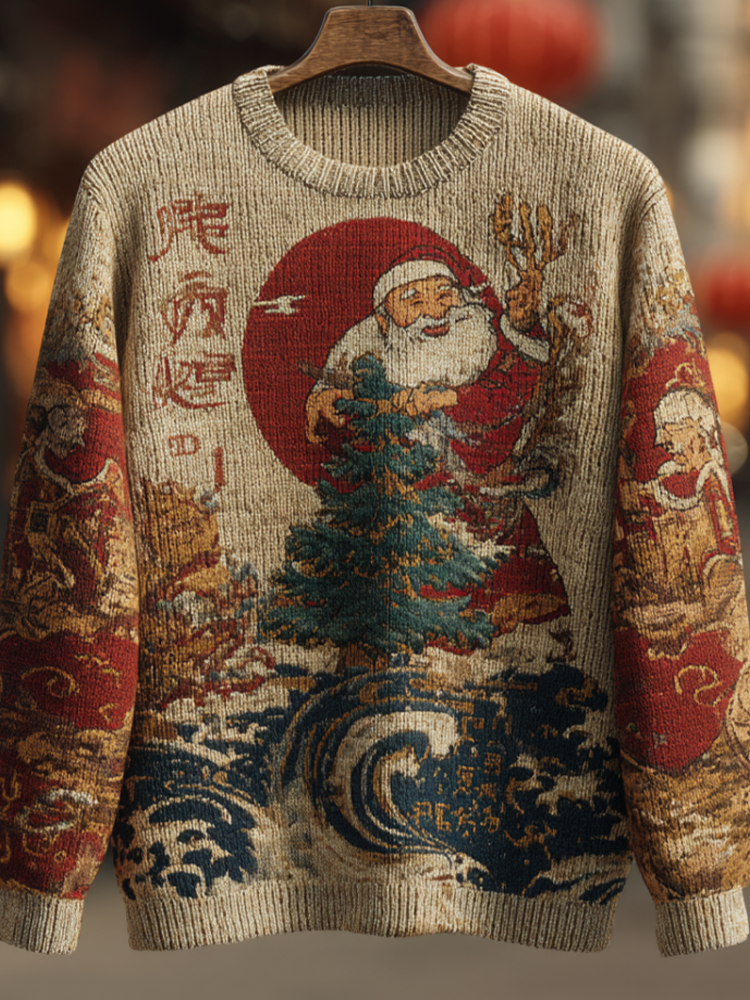 Men's Winter Retro Christmas Round Neck Knitted Sweater artswardrobe