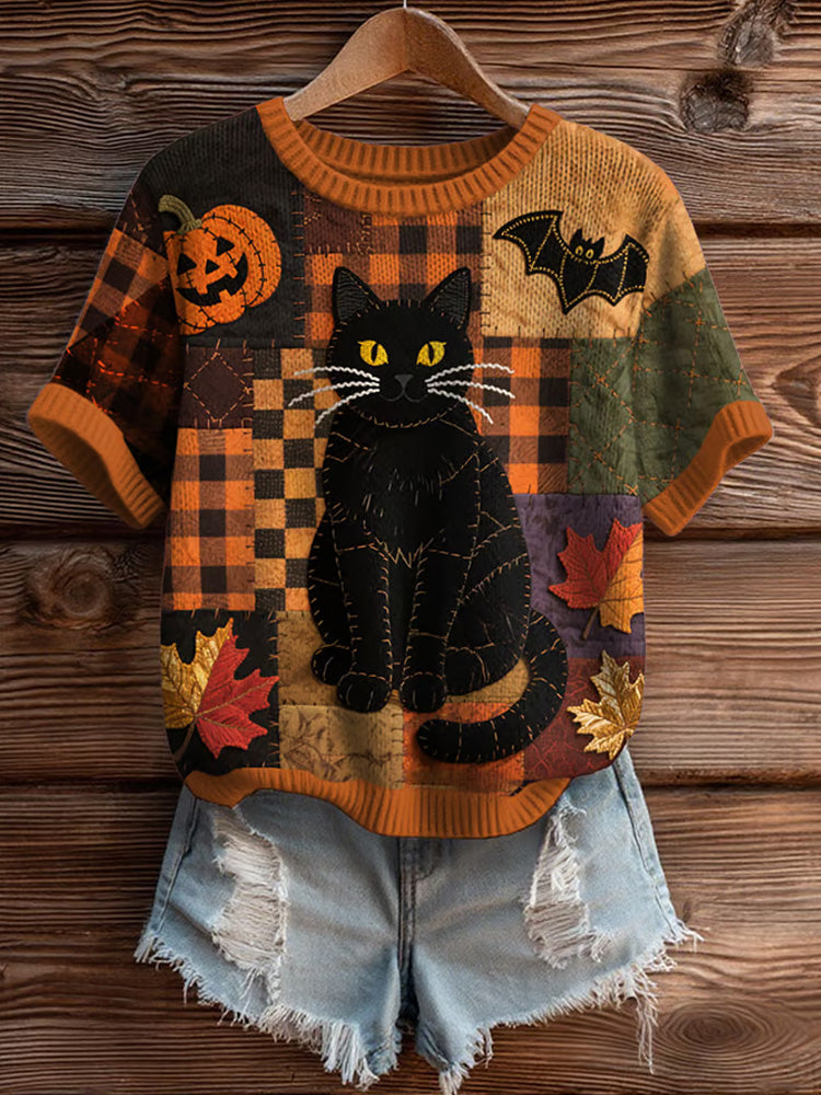 Women's Halloween Funny Cat Top elevenforest