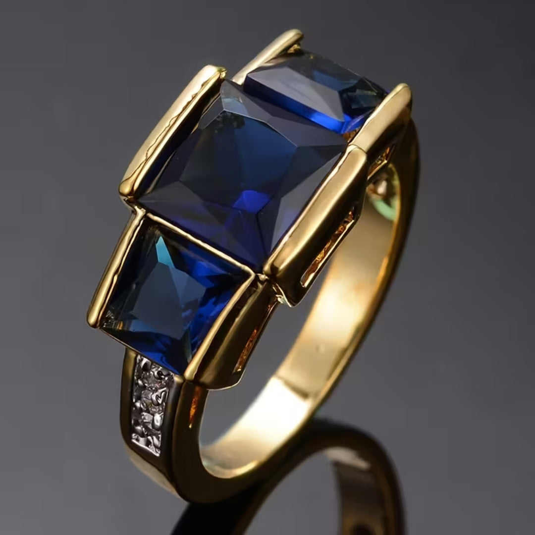 Blue Crystalline Gold Ring