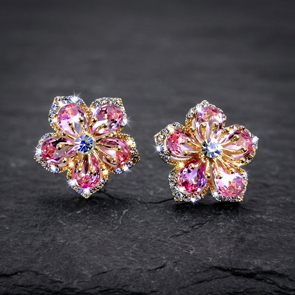 Crystal Blossom Zircon Earrings