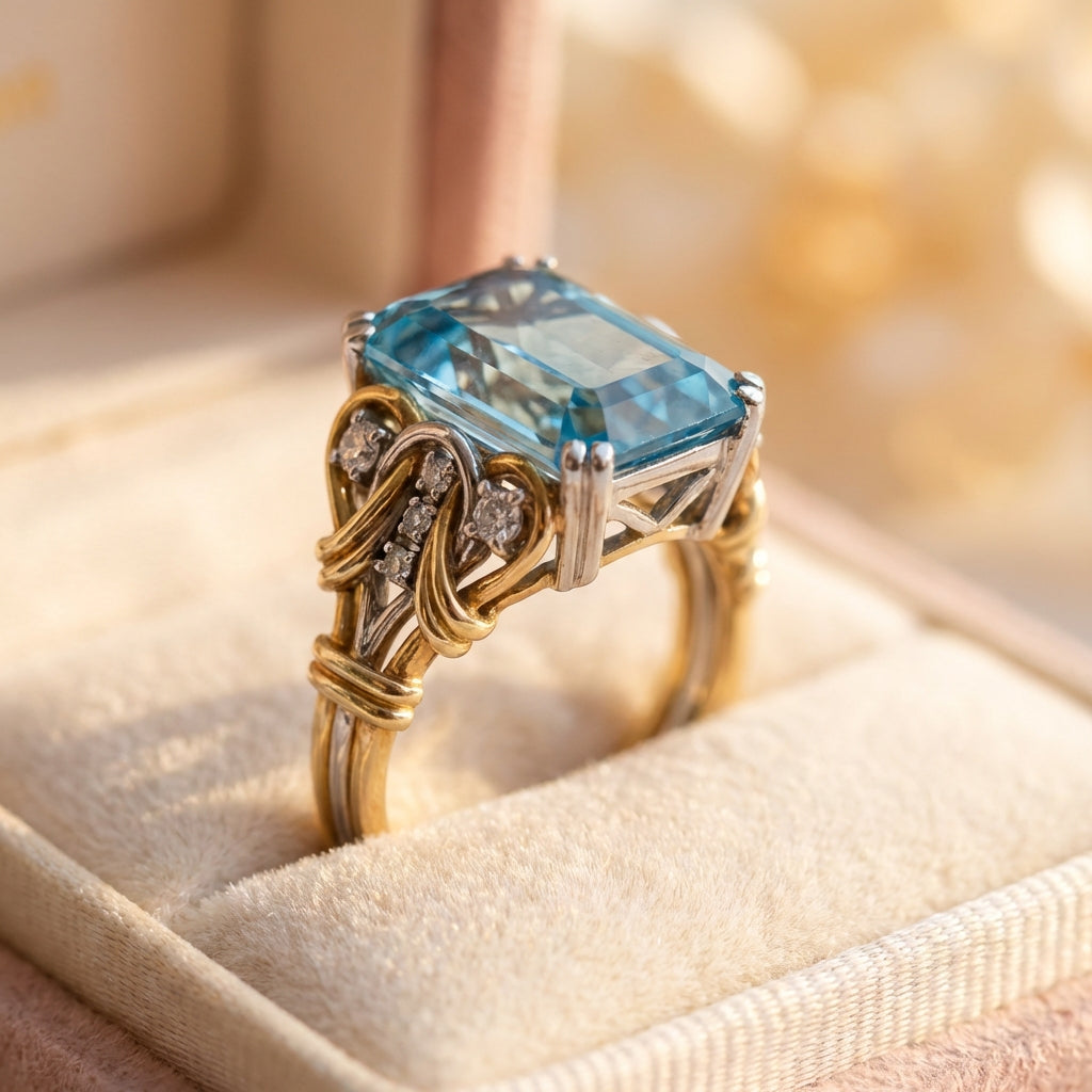 Elegant Blue Cubic Zirconia Ring