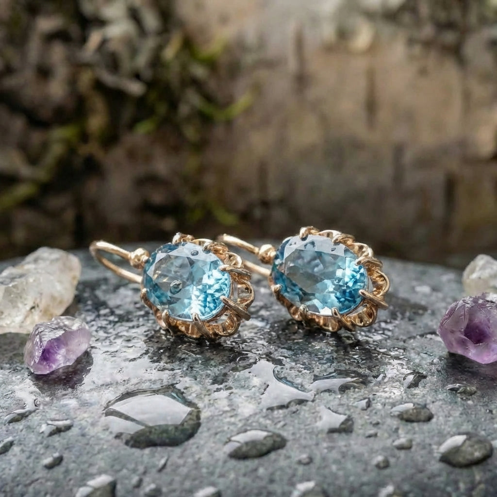 Elegant Blue Zircon Earrings