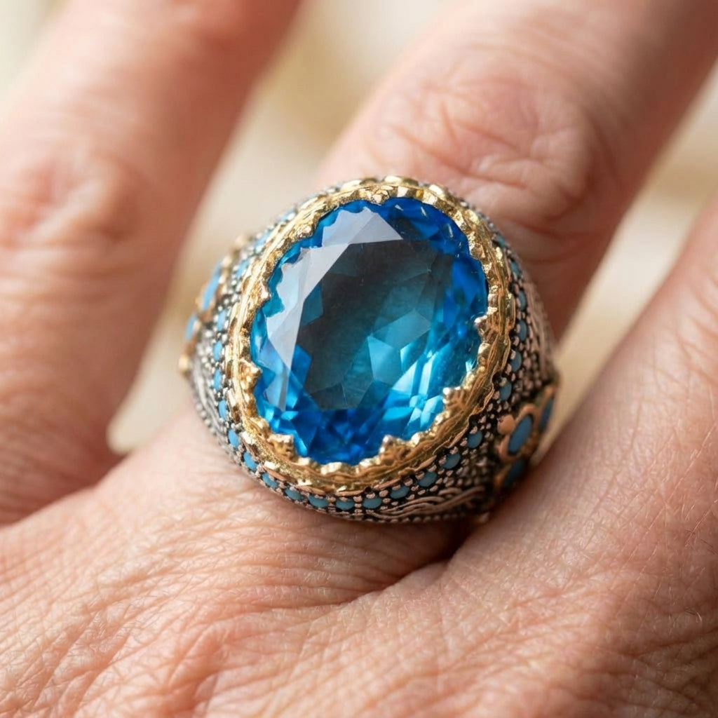 Blue Zircon Ring