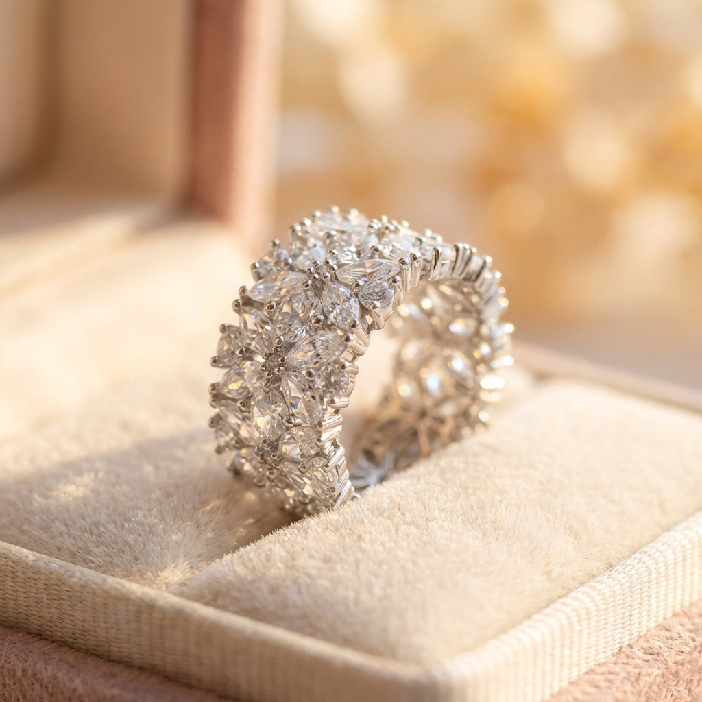 Elegant Crystal Flower Ring