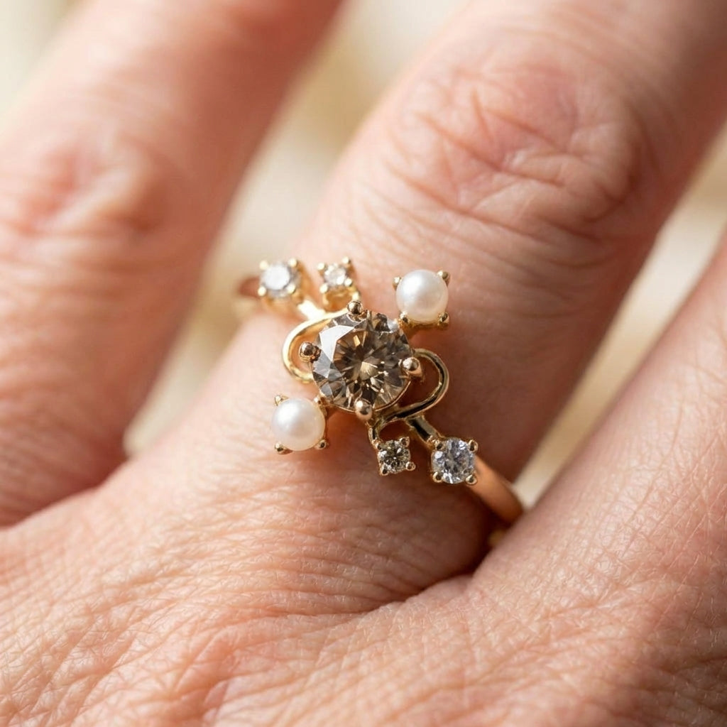 Diamond Pearl Ring