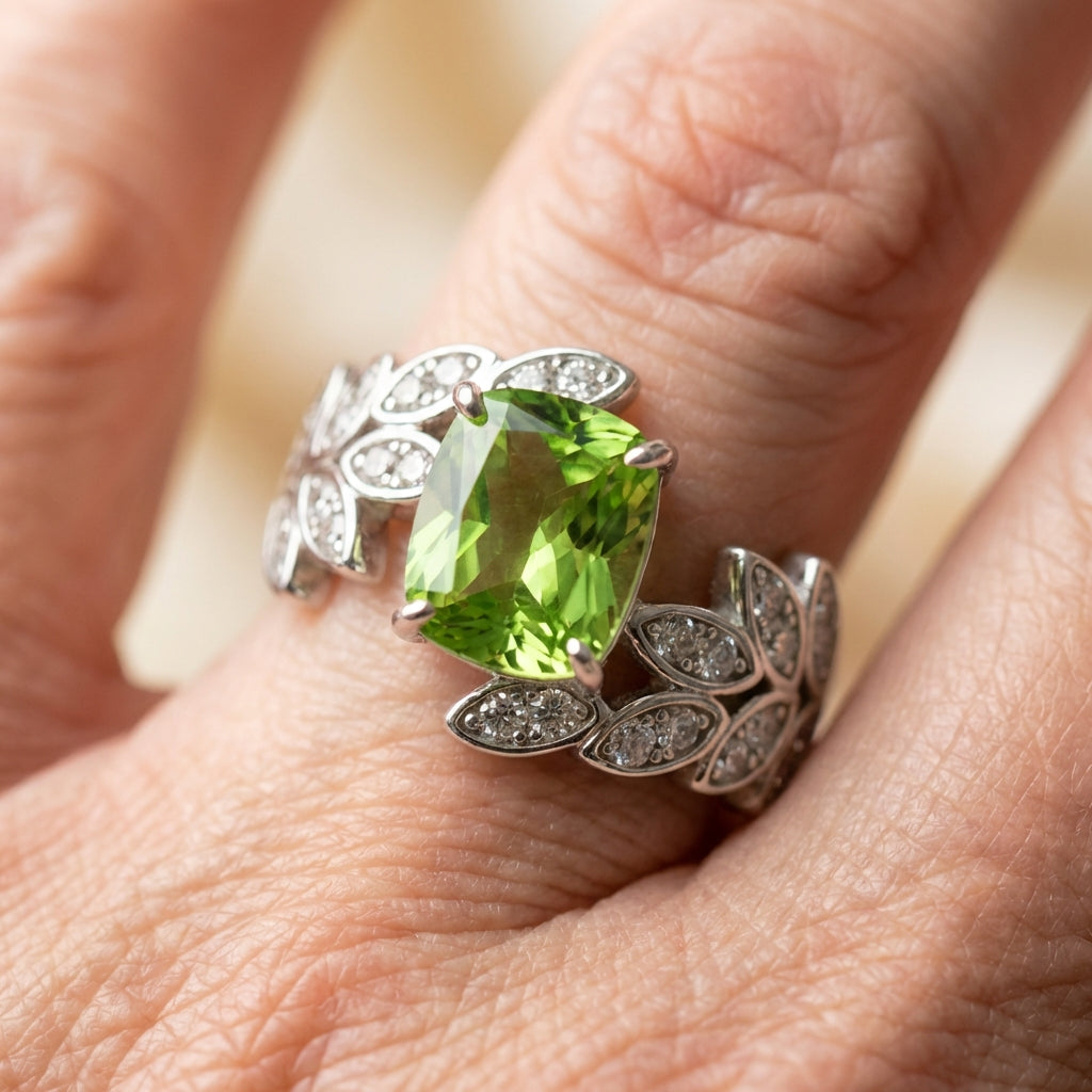 Green Cubic Zirconia Ring