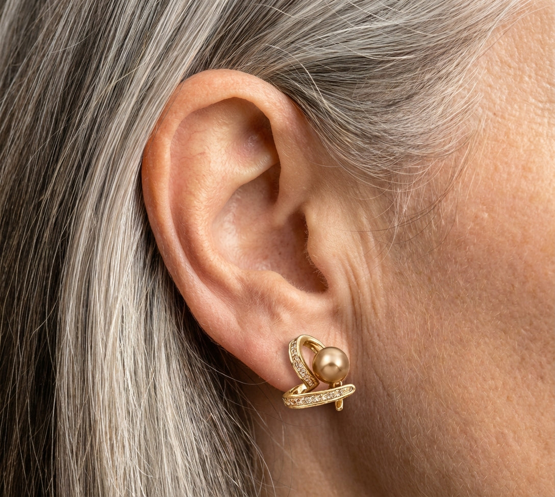 Heart Champagne Pearl Earrings