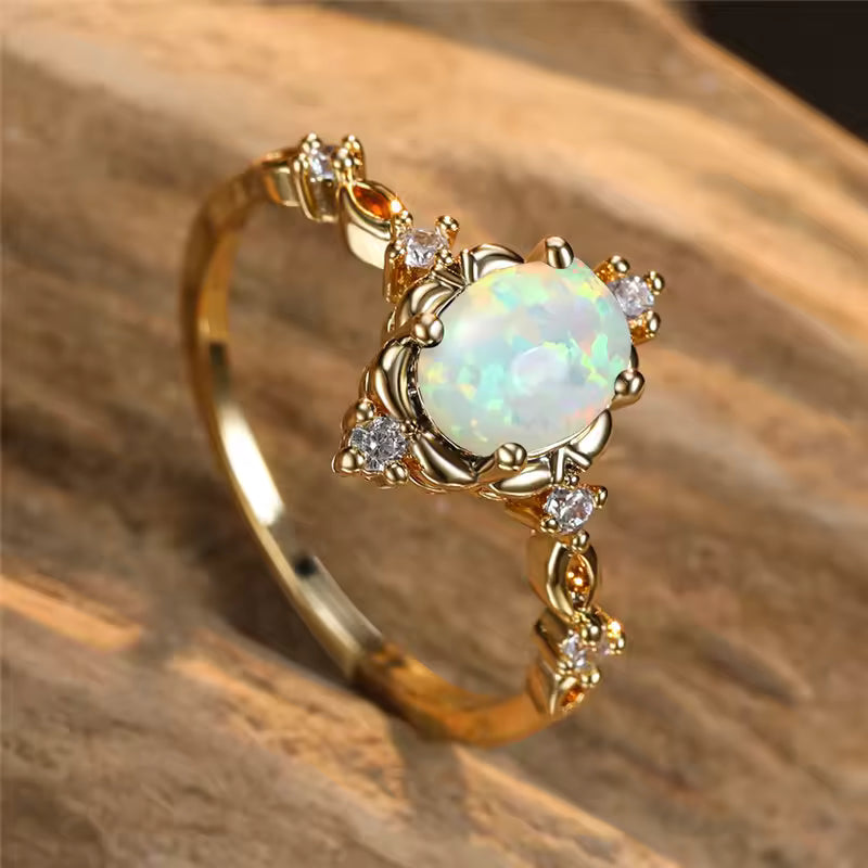 Elegant Opal Diamond Ring