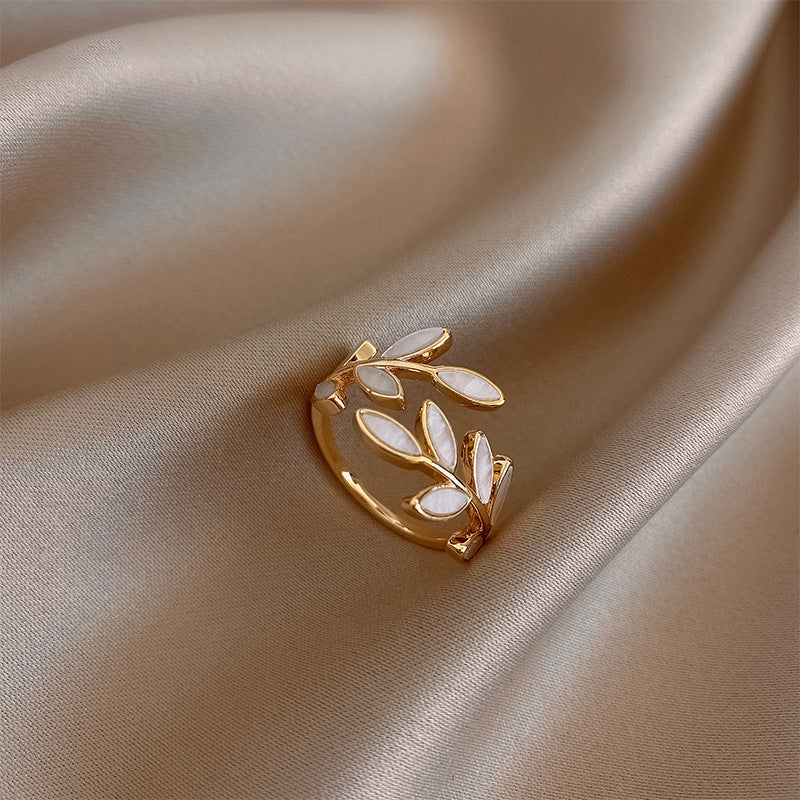 Elegant Opal Leaf Ring