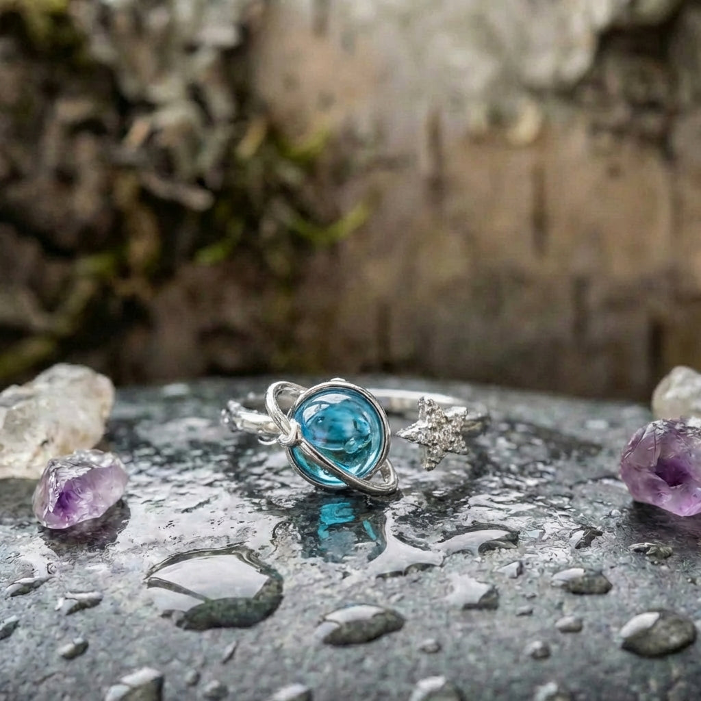 Elegant Opal Planet Ring