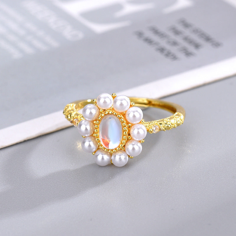 Elegant Pearl Opal Ring