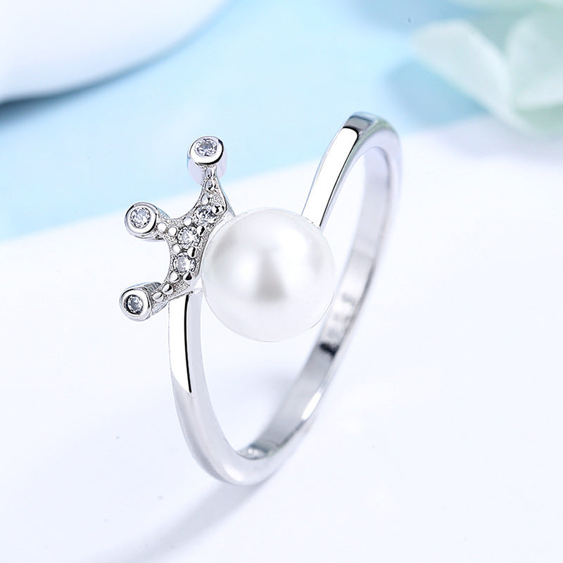 Elegant Regal Crown Pearl Ring