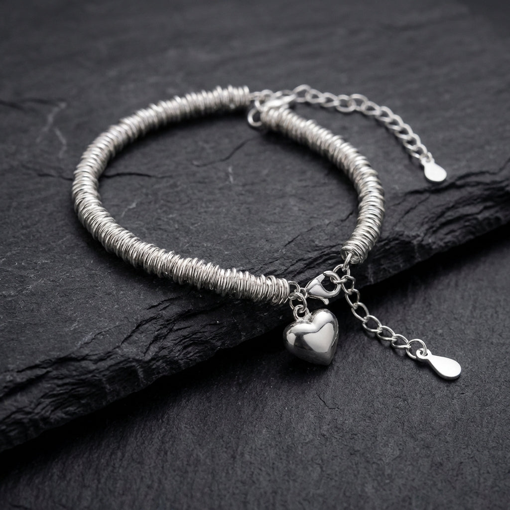 Elegant Silver Heart Bracelet