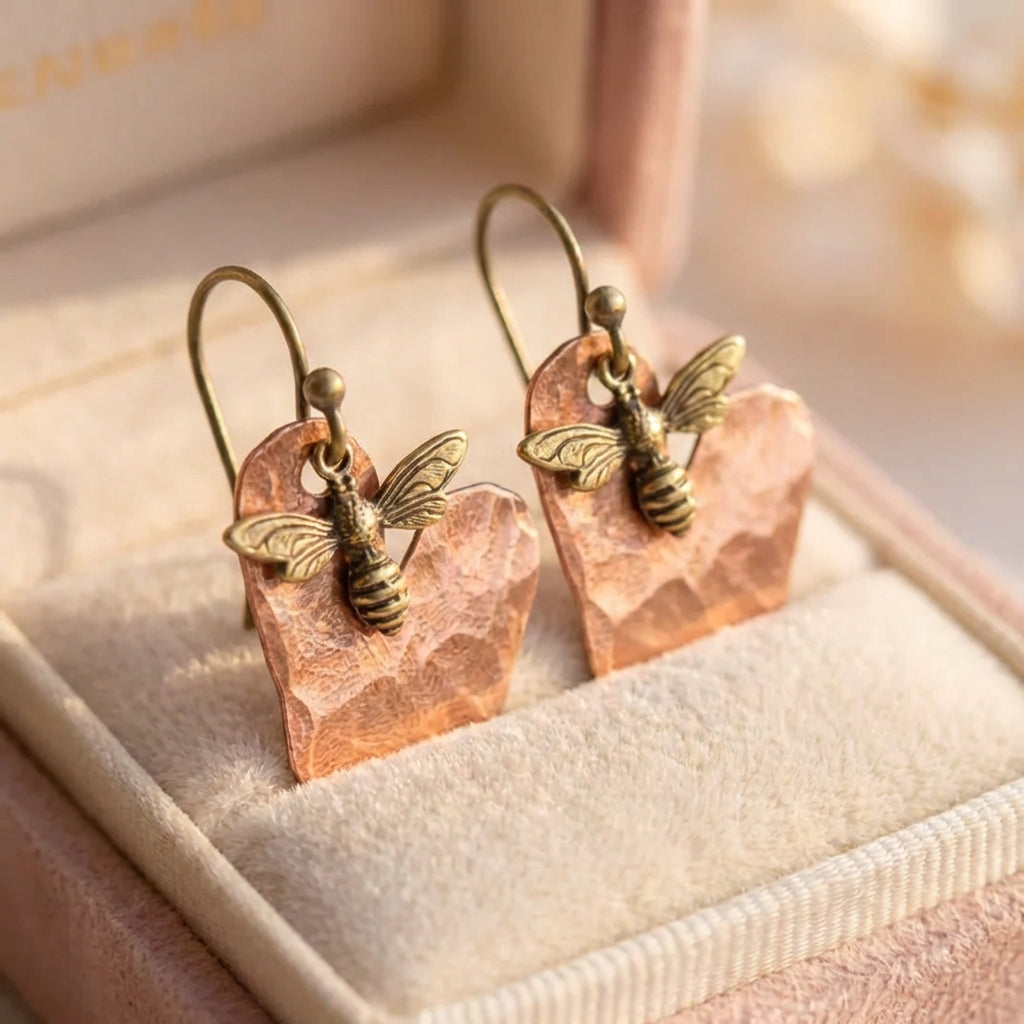 Vintage Honeybee Heart Earrings