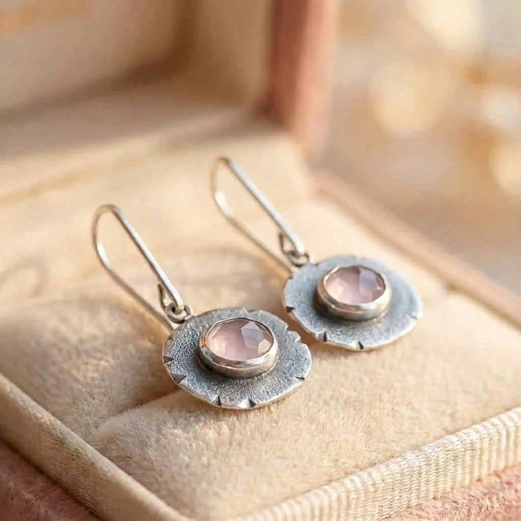Vintage Flower Quartz Earrings