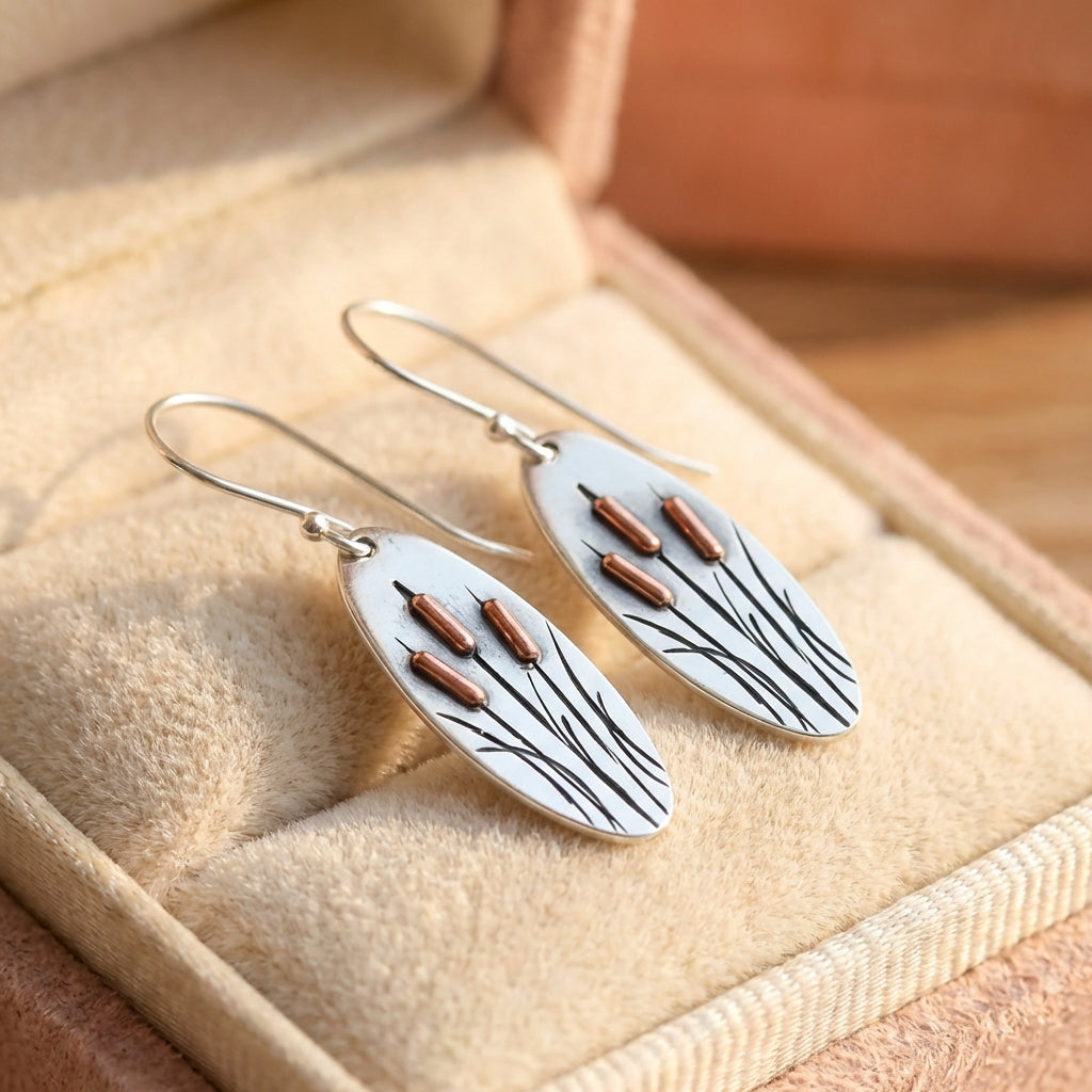 Elegant Cattail Dangle Earrings