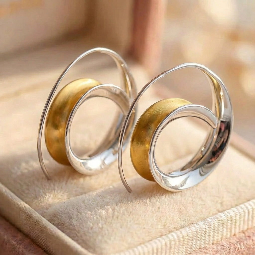 Elegant Two Tone Hoop Earrings