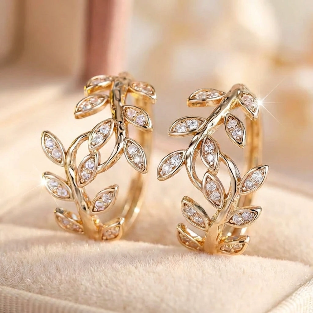 Elegant Leaf Hoop Earrings