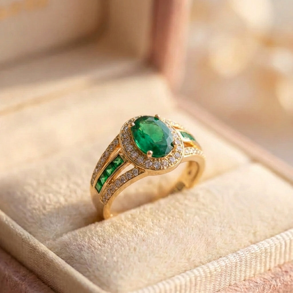 Elegant Green Emerald Ring