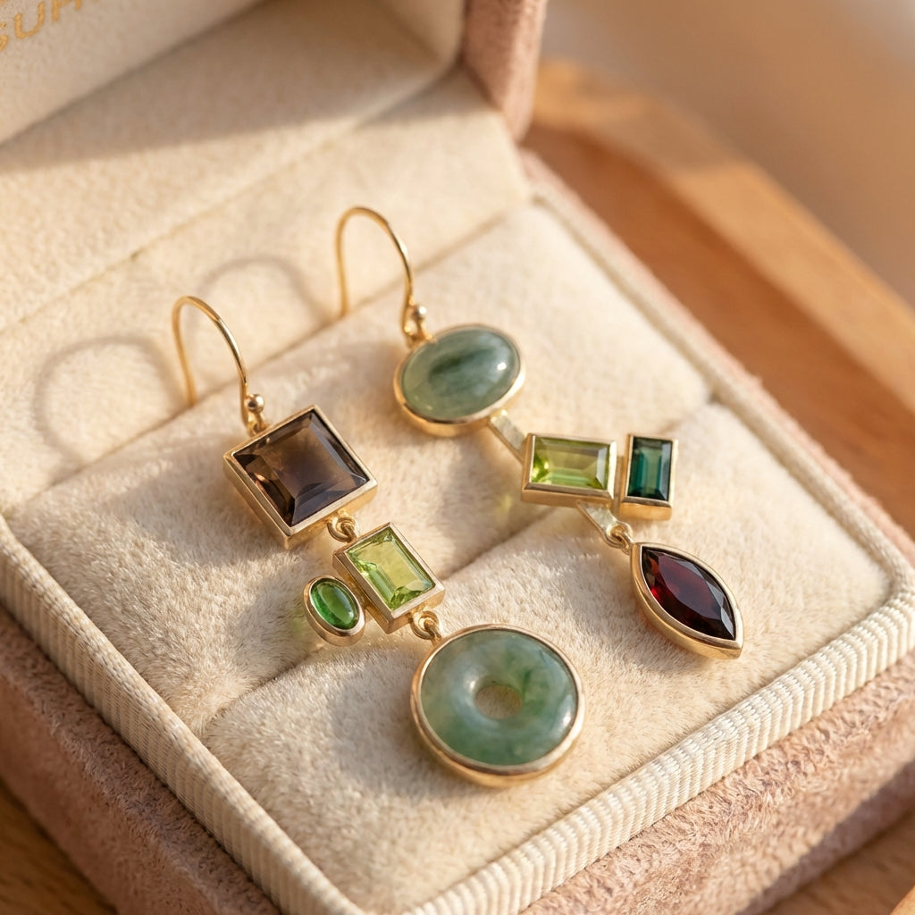 Elegant Geometric Stone Earrings
