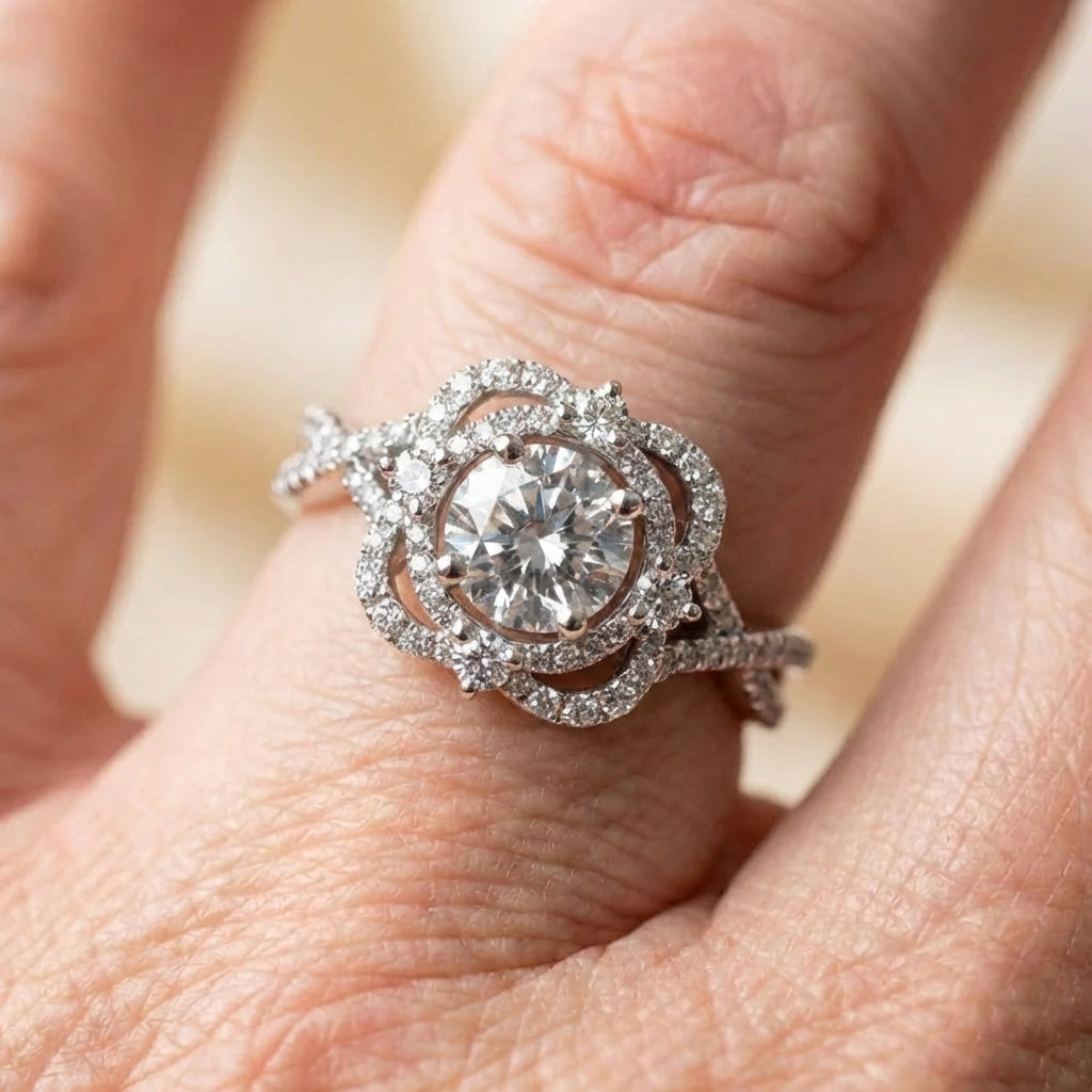 Crystal Halo Ring