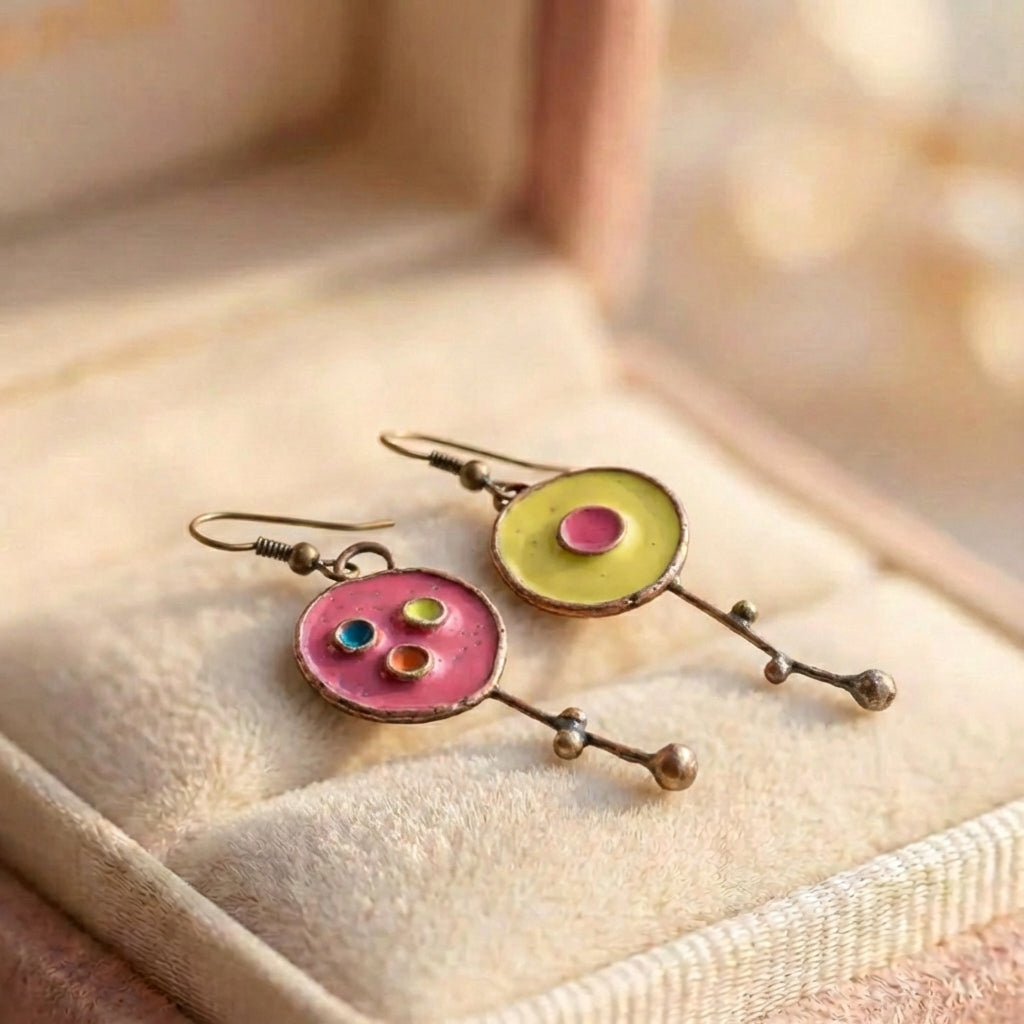 Bohemian Enamel Circle Earrings