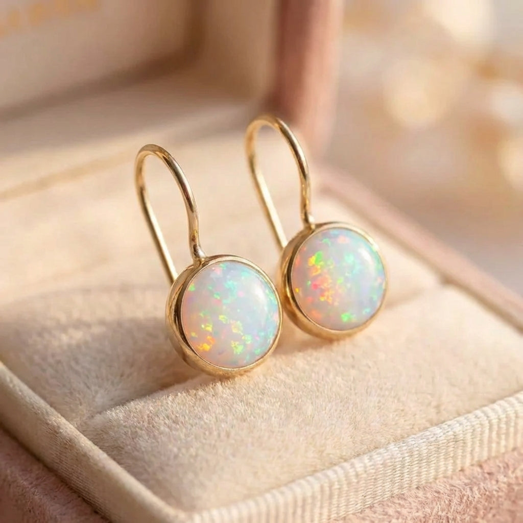White Opal Vintage Earrings